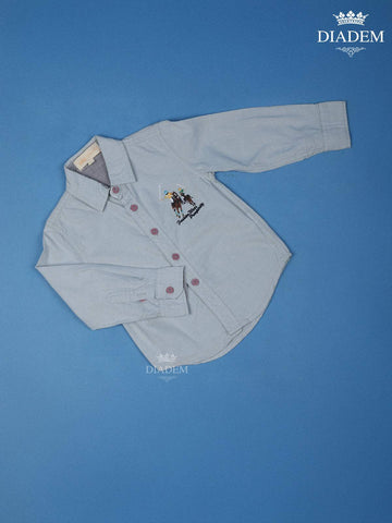 Grey Plain Full Sleeve Cotton Shirt - Diadem