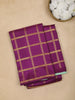 Dark Purple Checked Designs Pure Kanchipuram Silk Saree - Diadem
