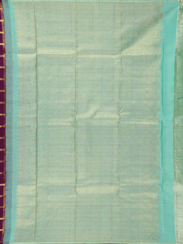 Dark Purple Checked Designs Pure Kanchipuram Silk Saree - Diadem