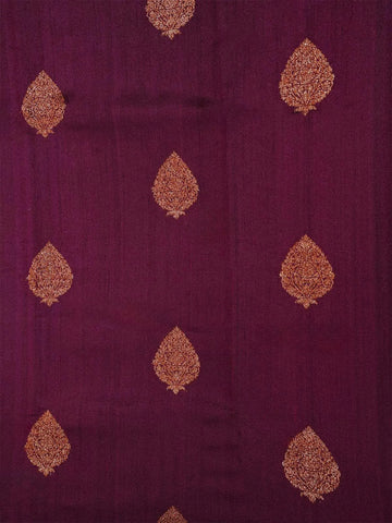 Burgandy Banarasi Saree with Leaf Motif on the Body with Zari Border - Diadem