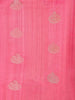 Pink Banarasi Saree with floral Motif on the Body with Contrast Zari Border - Diadem
