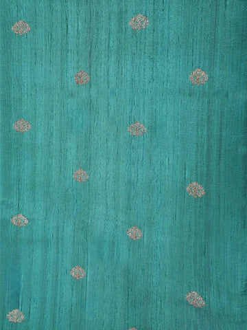 Green Banarasi Saree with Flower Motif on the Body with Contrast Zari Border - Diadem