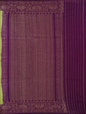 Light Green Banarasi Saree with Floral Design on the Body with Contrast Zari Border - Diadem