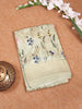 Light Green Banarasi Saree with Flower and Leaf Design with Zari Border - Diadem