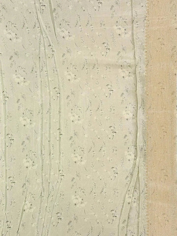 Light Green Banarasi Saree with Flower and Leaf Design with Zari Border - Diadem