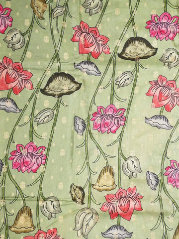 Green Banarasi Saree with Flower Design on the Body with Zari Border - Diadem