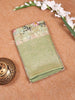 Light Green Banarasi Saree with Floral Design on the Body with Contrast Border - Diadem
