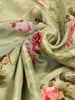 Light Green Banarasi Saree with Floral Design on the Body with Matching Border - Diadem