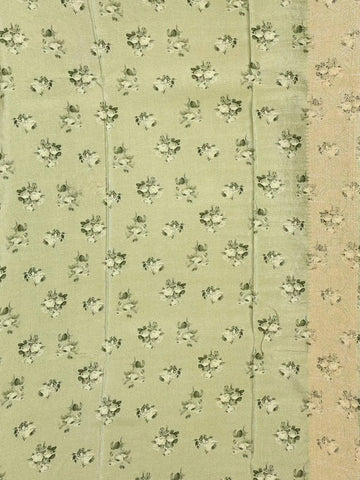 Light Green Banarasi Saree with Floral Design on the Body with Matching Border - Diadem