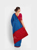 Blue Semi Silk Saree with Checked design on the body and Contrast Zari Border - Diadem