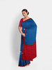 Blue Semi Silk Saree with Checked design on the body and Contrast Zari Border - Diadem