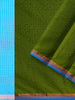 Green Semi Silk Saree with Checked design on the body and Contrast Zari Border - Diadem