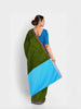 Green Semi Silk Saree with Checked design on the body and Contrast Zari Border - Diadem