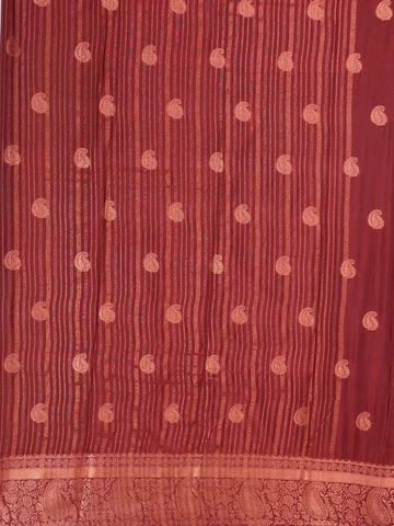 Green Art Silk Saree with Paisley Motif on the body and Contrast Zari Border - Diadem