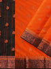 Orange Semi Silk Saree with Paisley Motif on the body and Contrast Zari Border - Diadem