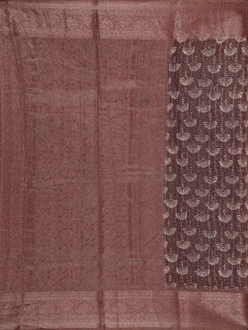 Wine Chanderi Silk Saree with Scallop Shell Design on the Body with Matching Border - Diadem