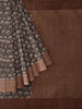 Grey Tussar Silk Saree with Design Prints on the body and Zari Border - Diadem