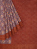 Light Purple Chanderi Silk Saree with Floral Prints & Zari Border - Diadem