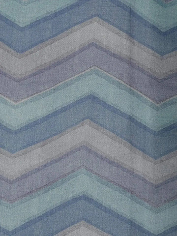 Blue Semi Tussar Silk Saree with Chevron Design on the Body with Lace Border - Diadem