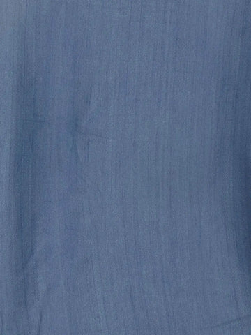 Blue Semi Tussar Silk Saree with Chevron Design on the Body with Lace Border - Diadem