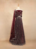 Burgundy Raw Silk Semi-Stitched Lehenga Embellished with Mirrorwork Paired with Net Dupatta - Diadem