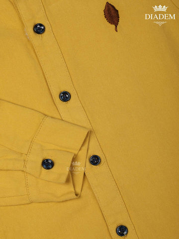 Yellow Plain Full Sleeve Cotton Shirt - Diadem