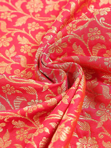 Pink Banarasi Saree with Floral Motifs & Zari Border - Diadem