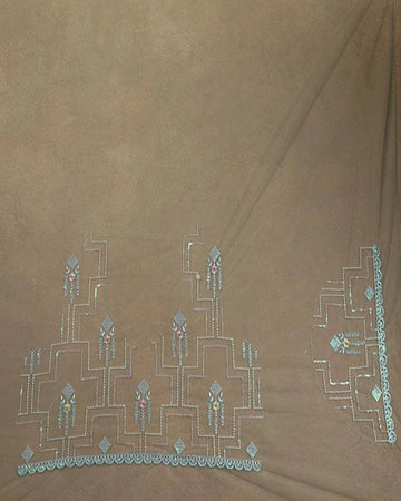 Sky Blue Sequin Embroidery Designed Net Saree - Diadem