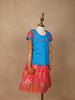Pink and Blue Silk Pattu Pavadai Set Adorned with Zariwork - Diadem