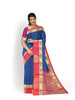 Royal Blue Pure Kanchipuram Bridal Silk Saree with Floral Motif on the body and Contrast Zari Border - Diadem