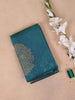 Teal Blue Pure Kanchipuram Bridal Silk Saree with Floral Jacquard Design on the Body with Zari Border - Diadem