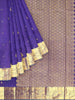 Royal Blue Pure Kanchipuram Bridal Silk Saree with Floral Motif on the Body with Contrast Zari Border - Diadem