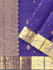 Royal Blue Pure Kanchipuram Bridal Silk Saree with Floral Motif on the Body with Contrast Zari Border - Diadem