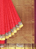 Red Pure Kanchi Pattu Saree with Woven Body and Contrast Zari Border - Diadem