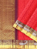 Red Pure Kanchi Pattu Saree with Woven Body and Contrast Zari Border - Diadem
