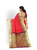 Red Pure Kanchi Pattu Saree with Woven Body and Contrast Zari Border - Diadem
