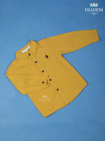 Yellow Plain Full Sleeve Cotton Shirt - Diadem