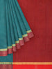 Green Arani Silk Saree with Zari Butta on the Body and Contrast Border - Diadem