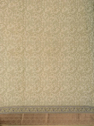 Light Green Chanderi Silk Saree with Leaf and Vines Design with Designed Border - Diadem
