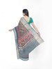 Teal Semi Tussar Silk Saree with Patola Prints on the body and Zari Border - Diadem