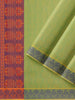 Green Cotton Saree with Paisley Motif on the body and Thread Border - Diadem