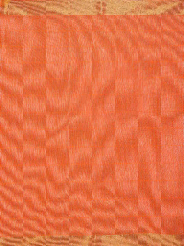 Orange Cotton Saree with Jute Design on the Body without Border - Diadem