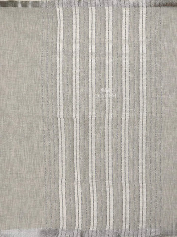 Grey Cotton Saree with Jute Design on the Body without Border - Diadem