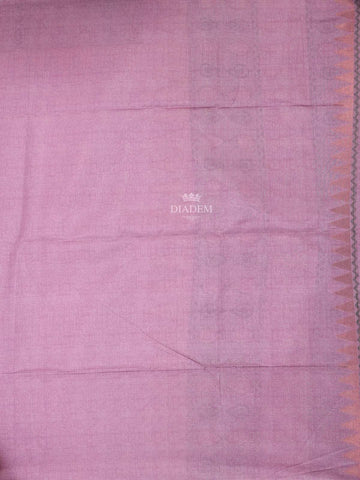Lavender Semi Tussar Silk Saree with Floral and Fancy Design on the Body and without Border - Diadem
