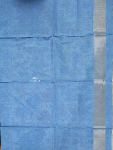 Sandal Semi Tussar Silk Saree with Floral Design on the Body without Border - Diadem