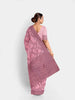 Pink Semi Tussar Silk Saree with Floral Prints on the body and Printed Border - Diadem
