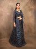 Dark Grey Floral Embroidered Net Bridal Lehenga - Diadem