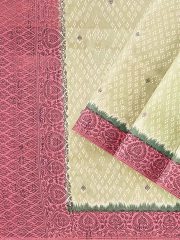 Sandal Semi Tussar Silk Saree with Design Prints on the body and Printed Border - Diadem