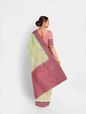 Sandal Semi Tussar Silk Saree with Design Prints on the body and Printed Border - Diadem