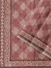 Brown Jute Cotton Saree with Checks Design on the body and Printed Border - Diadem